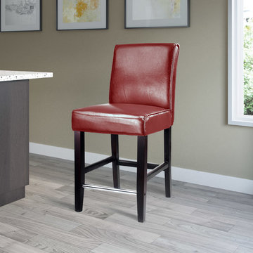 CorLiving Antonio Counter Height Barstool in Red Bonded Leather