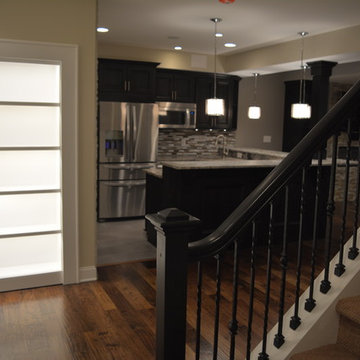 Hidden door shelving and Iron Baluster Railing