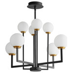 Oxygen Lighting - Oxygen Lighting 3-28-1540 Bonzo 8-Light Ceiling Mount - Oxygen Lighting 3-28-1540 Bonzo 8-Light Ceiling Mount. Series: Bonzo. Finish: Black w/ Aged Brass. Dimension(in): 21.75(H) x 31.5(W). Bulb: (8)3.9W LED(Included). CRI: 90. Kelvins: 3000. Voltage: 120V. Shade Color: Satin opal. Diffuser Material: Glass. UL ETL Approved: Y.