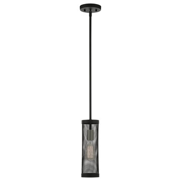 Industro Collection 1 Light Black With Brushed Nickel Accents Pendant (46211-04)