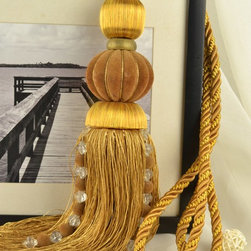 7 Colors QYM34 Polyester and Acrylic Curtain Tassel Tie Backs in Orange Color - Window Treatment Accessories