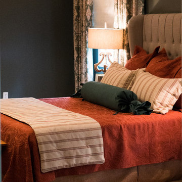 Fresh Green & Burnt Orange Traditional Master Bedroom