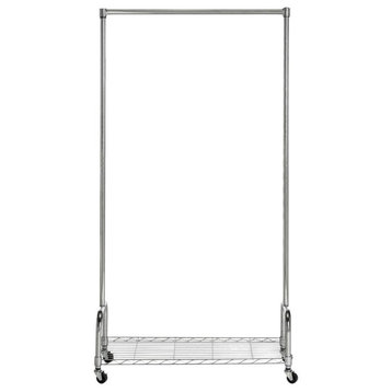 CHRISTIAN CHROME WIRE SNGL ROD CLOTHES RACK, 35.4" Wx13.8" Dx63" H