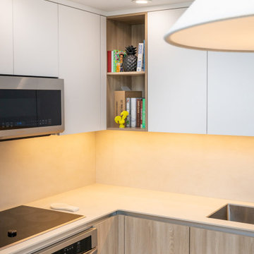 Modern Minimalism: Stylish Kitchen with Warm Accents in Miami