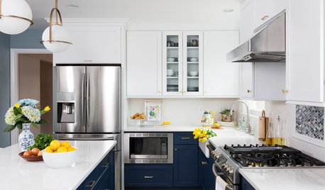 Before and After: Brass and Navy Pair Nicely in the Kitchen