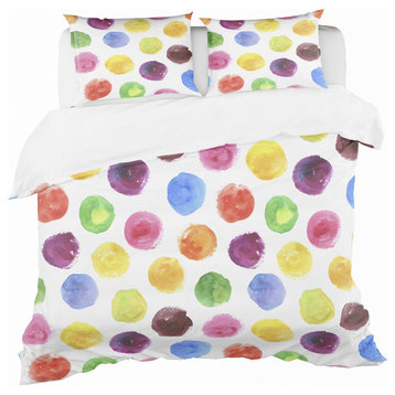 Pattern With Multicolor Watercolor Spots Modern Duvet Cover, King