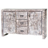 Wheaton White Wash Reclaimed Wood 3 Drawer Large Sideboard Cabinet