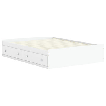 100% Solid Wood Kansas Full Mate's Platform Storage Bed, White