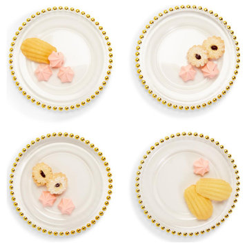 Two's Company 53643 Golden Beads 4-Piece Set Appetizer Dessert Plates