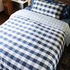 Buffalo Check Plaid Matte Sateen Comforter Set, Navy/White, King/Cal King