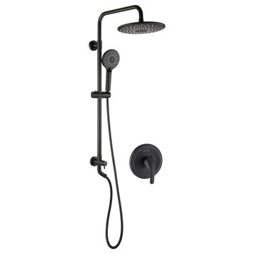 Rain shower head, bathroom shower faucet wall-mounted set, Matte Black
