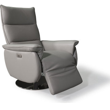 Aston Recliner Chair - Gray, Full Grain Italian Leather