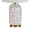 Benzara BM241866 Table Lamp With Dotted Ceramic Body and Round Base, White