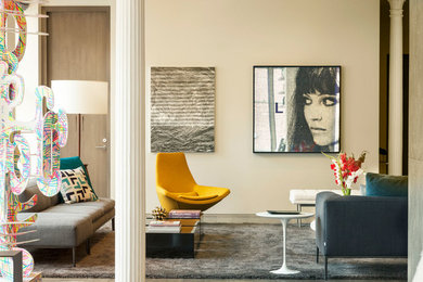 Inspiration for an industrial living room remodel in Chicago