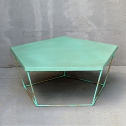 Pentagon Table with Stone Cast Top (Green) - Coffee Tables