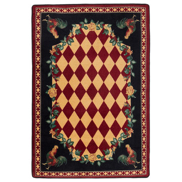 High Country Rooster Rug, Red, 5'x8', Rectangle