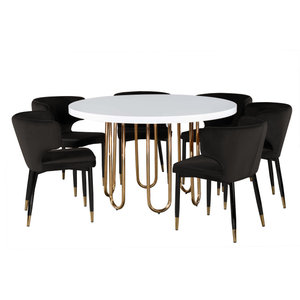 Laguna Gold And White Round 54 Dining Table With 6 Chairs Contemporary Dining Sets By Statements By J Houzz