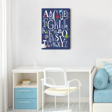 "Abc Nautical Navy" Painting Print on Wrapped Canvas
