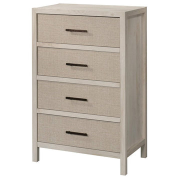 Coastal Vertical Dresser, 4 Drawers With Seagrass Front, Chalked Chestnut Finish