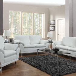 Robyn Contemporary White Bonded Leather Match Sofa Set - $1377.70 - Living Room Furniture Sets