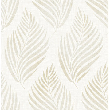 Patrice Beige Linen Leaf Wallpaper, Bolt