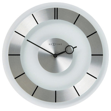 Retro Wall Clock, Glass and Stainless Steel, Round, Battery Operated