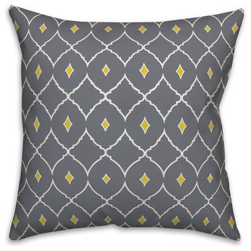 Gray and Yellow Diamond 18x18 Throw Pillow Cover