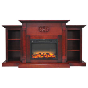 70 Tv Stand Firplace Stand Media Console Bookcase Espresso Traditional Entertainment Centers And Tv Stands By Stark Group Llc