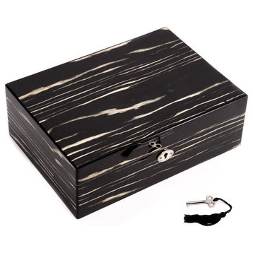Lacquered Wood Jewelry Box with Valet Tray