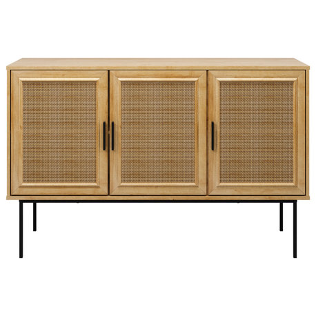 Emmett Light Brown Wood Finish and Rattan Sideboard Buffet