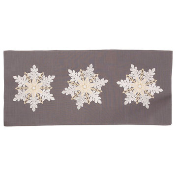 Sparkling Snowflakes Embroidered Double layer 16''x36'' Christmas Table Runner