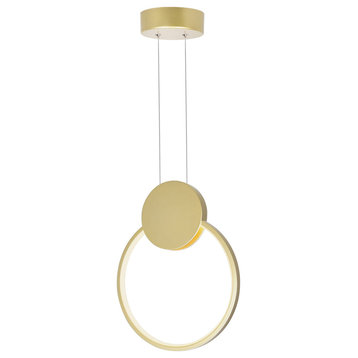 Pulley Pulley 10-in LED Satin Gold Mini Pendant