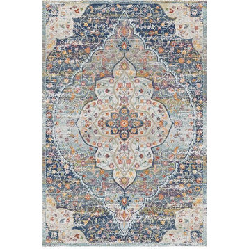 Home Dynamix Area Rugs: LH Hermes 464-496  Navy Ivory Traditional Medallion Rug