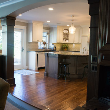 Kitchen, Dining, & Foyer with Handscraped Birch Hardwood