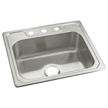 Sterling Middleton Single Bowl 3-Hole Drop-in Kitchen Sink, Stainless Steel