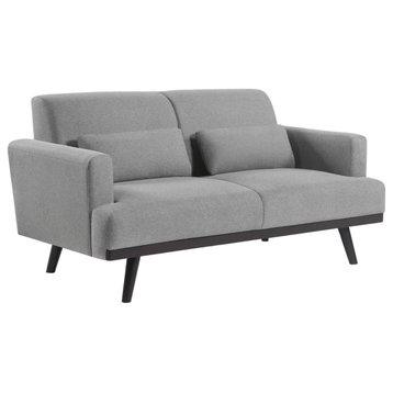 Blake Upholstered Loveseat With Track Arms Sharkskin and Dark Brown