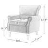 32.5" Wooden Upholstered Accent Chair With Arms, Oatmeal