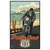 Paul A. Lanquist Pacific Coast Highway Motorcycle Rider Art Print, 24"x36"