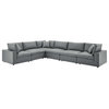Commix Down Filled Overstuffed Vegan Leather 6-Piece Sectional Sofa, Gray