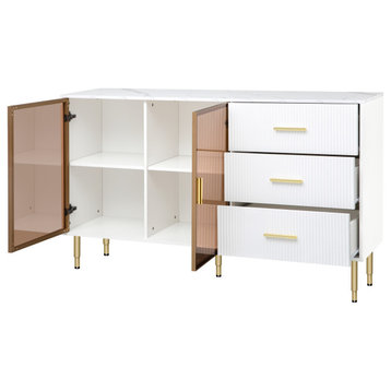 TATEUS 60" Modern Sideboard MDF Buffet Cabinet, White