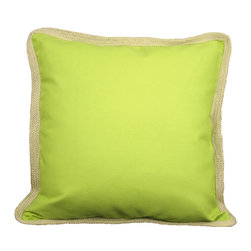 Xia Home Fashions - Square Jute Trimmed Pillow, Green Apple - Decorative Pillows