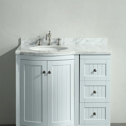 36 inch White Bathroom Vanity White Carrera Marble Top - Bathroom Vanities And Sink Consoles