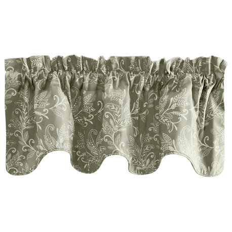 Lexington Leaf Lined Scallop Valance, Sage