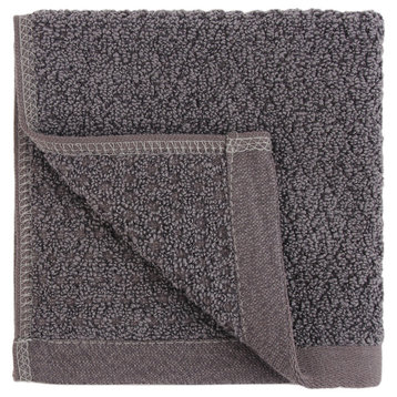 Everplush Diamond Jacquard Washcloth Towel Set, Pack of 6, Charcoal (Dark Grey)