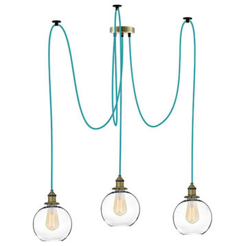 Turquoise And Glass Globe Shade Pendant Light Chandelier