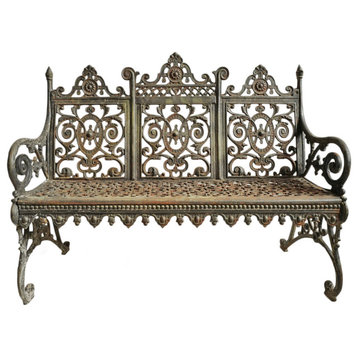 Consigned French Cast Iron Garden Bench