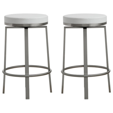 Pratt White Swivel Counter Stool - Set of 2