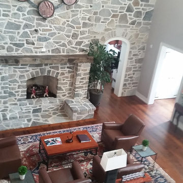 Balcony View of Expansive Great Room with Heriz Orientals from Nejad Rugs