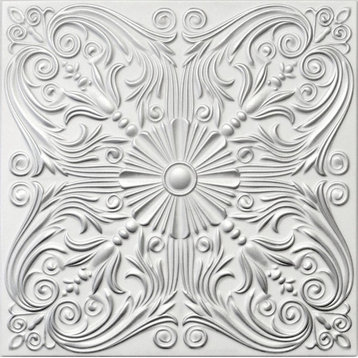 20"x20" R39 Styrofoam Ceiling Tile, White Silver
