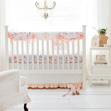 Rosewater in Peach Baby Crib Bedding for Girls